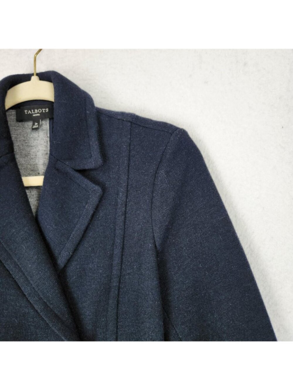 Talbots Jacket Womens 2 Petite Navy Blue Double Breasted Blazer Wool Blend - Picture 2 of 11